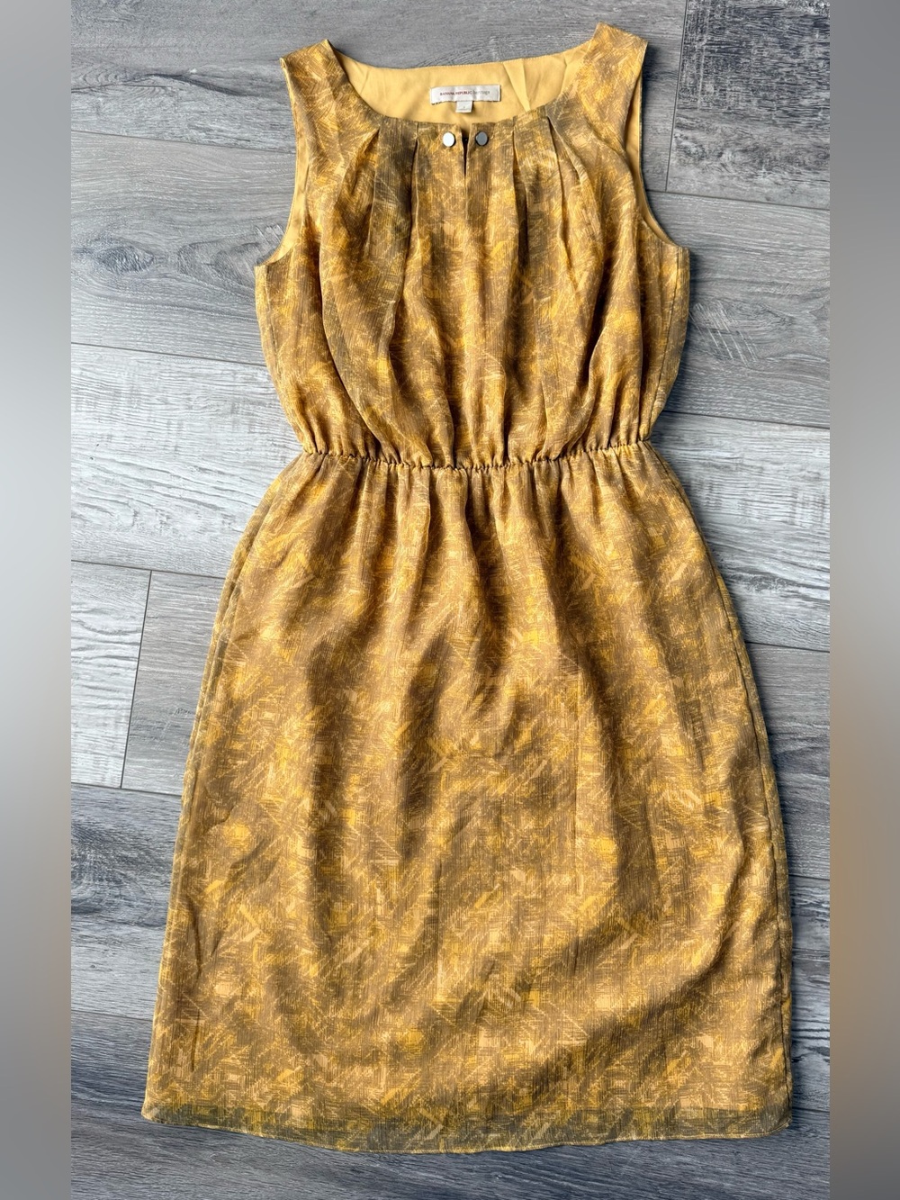 Banana Republic Heritage Mustard Dress Size 2 Sleeveless Elastic Waist